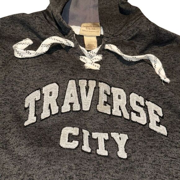 Artisans Traverse CIty by Artisans Charcoal Gray Lace Up Knit Fleece Hoodie Unis - Picture 1 of 12